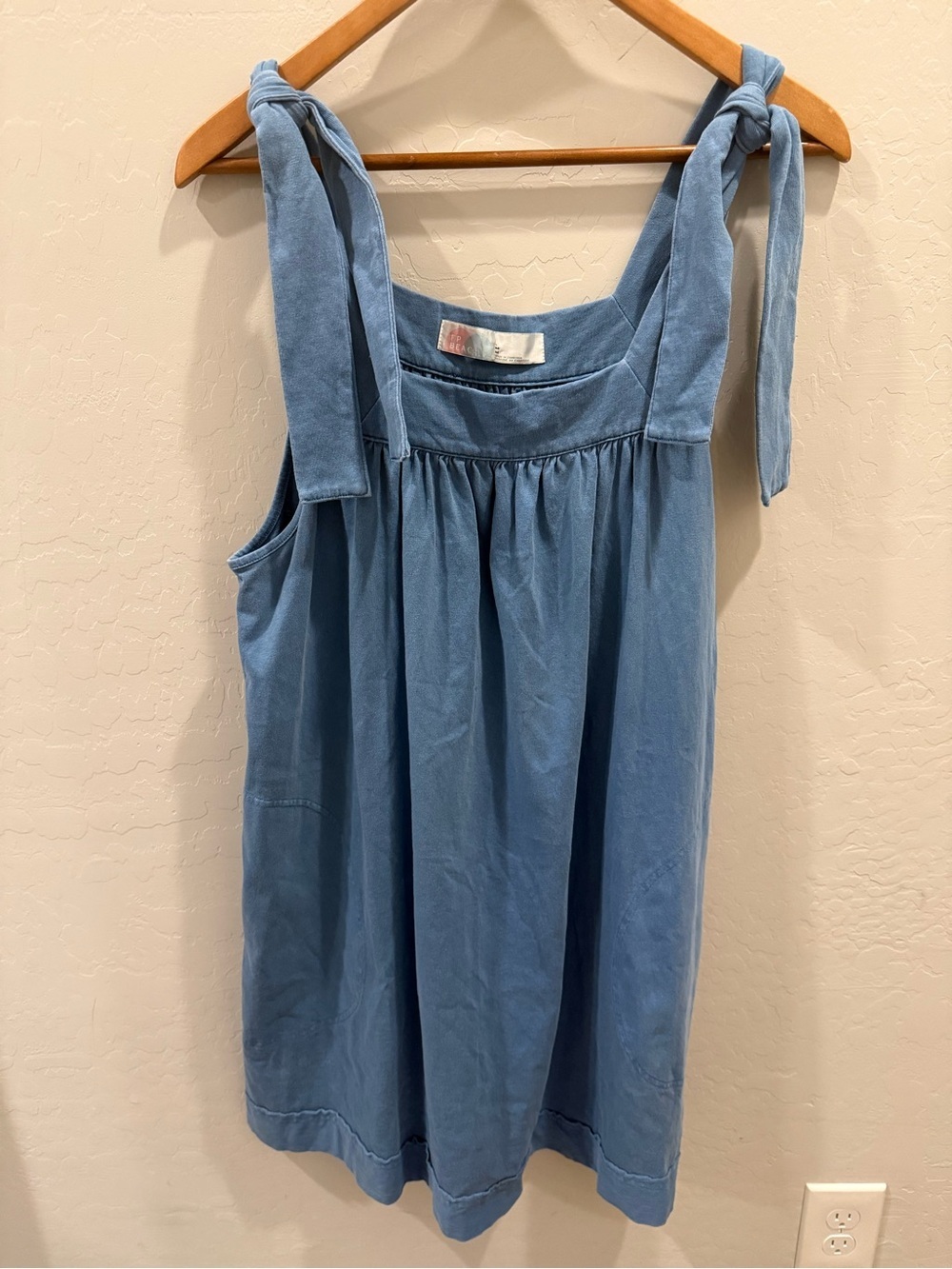 Free People FP Beach Blue Tie-Strap Babydoll Mini Dress Size M - Picture 2 of 4
